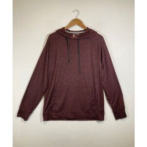 GapFit Brushed Tech Jersey Hoodie Mens M Burgundy Space Dye Athletic Pullover